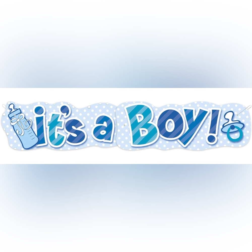 TWO - It's A Boy Baby Shower Jointed Banners - each 4.47ft.